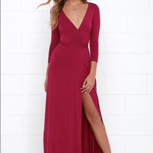 Lulu’s//Garden District Red Wrap Maxi Dress $30